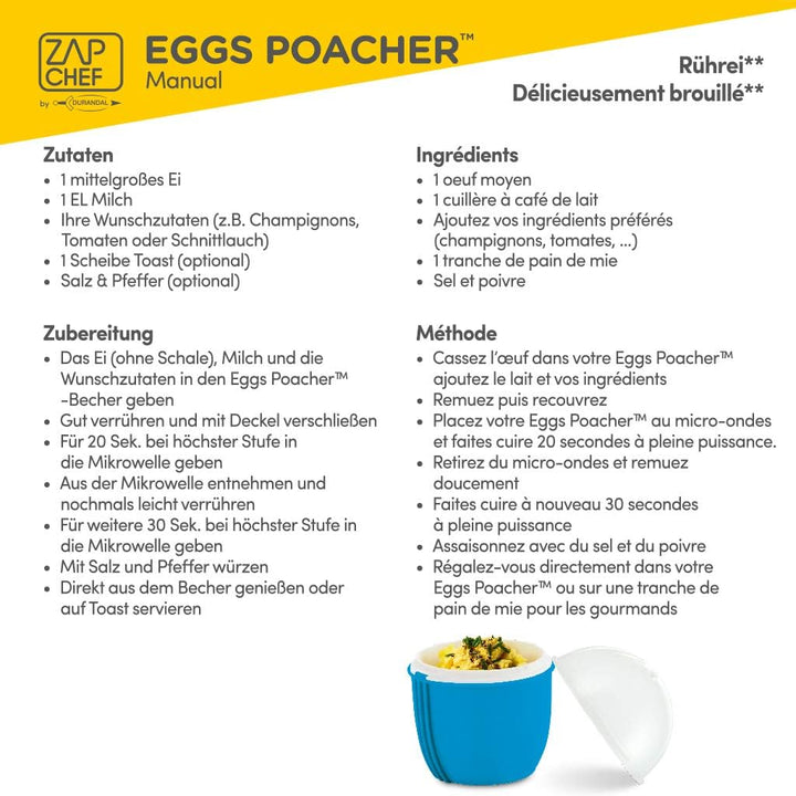 Durandal Eierkocher Mikrowelle | Crackin‘ Egg Mikrowellen Eierkocher | Ideal zum pochieren & als Ome