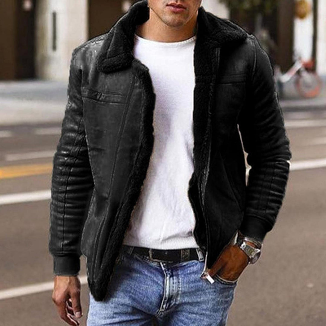 Fleecejacke Herren Fleece Jacke Reverskragen Plüschjacke Langarm Reissverschluss Vliesjacke Warm Win