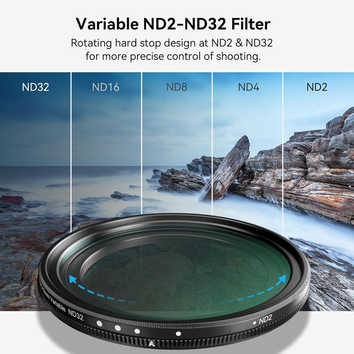 SMALLRIG 52mm Magnetischer Variabler ND-Filtersatz, ND2-ND32 (1–5 Blendenstufen) VND-Filter mit M-Mo
