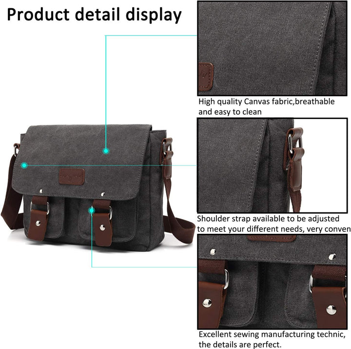 FANDARE Neu Retro Messenger Bag Umhängetasche Schultertasche 14 Zoll Laptoprucksäcke Herren Tasche K