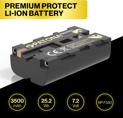PATONA 2X Protect V1 Akku NP-F550 Kompatibel mit Sony NP-F950 NP-F930 NP-F750 NP-F730
