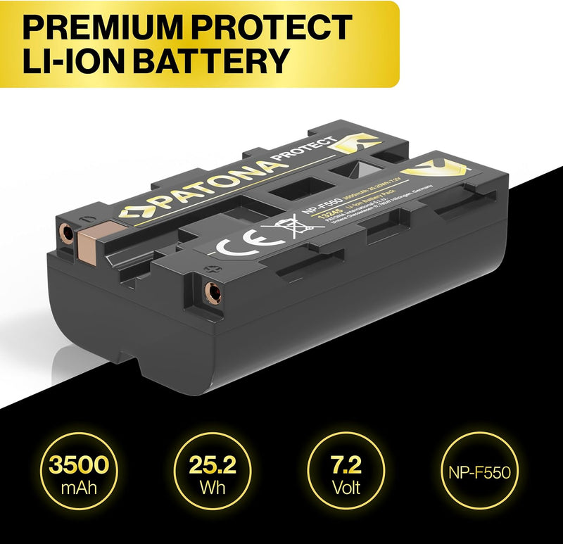 PATONA 2X Protect V1 Akku NP-F550 Kompatibel mit Sony NP-F950 NP-F930 NP-F750 NP-F730