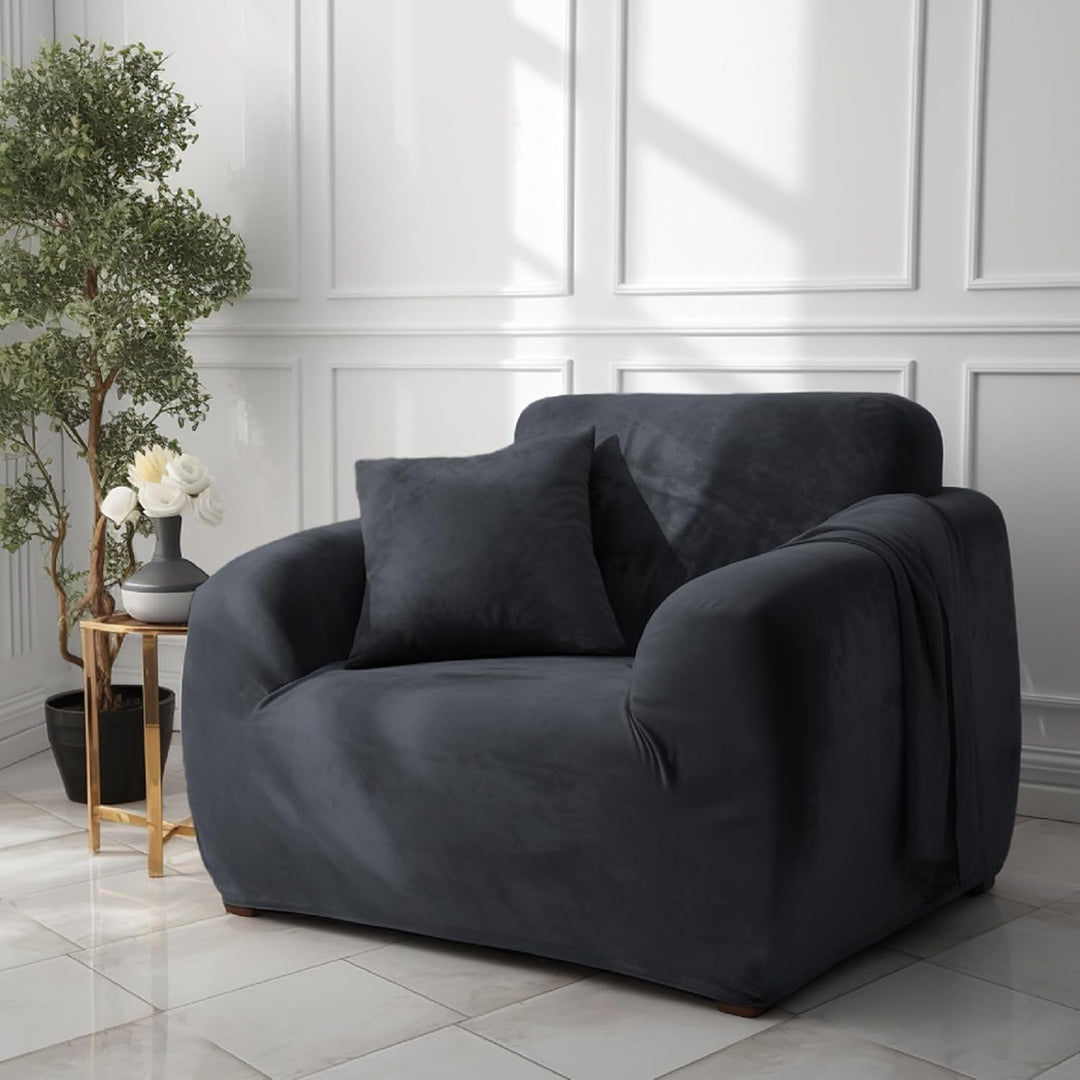 NAKIHOUSE Dicke Samt Sofa Überwürfe Sofabezug mit einem Kissenbezug, Superweicher Elastische Sofa Ab