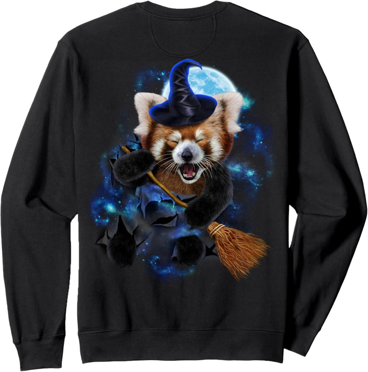 Rote Pandahexe fliegen auf einem Besenstiel Sweatshirt