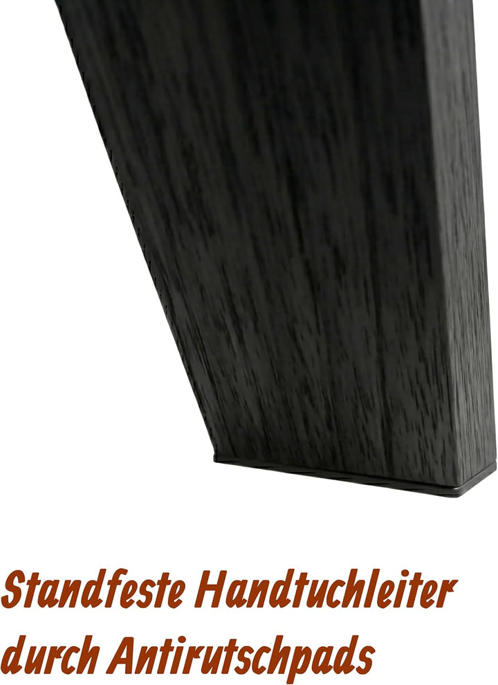 Relaxdays Handtuchleiter, 4 Sprossen, Wäschekorb, HxB: 170 x 50 cm, schwarz | Walnussholz, Badezimme