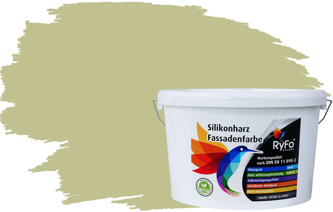 RyFo Colors Silikonharz Fassadenfarbe Lotuseffekt Trend Pistazie 10l - bunte Fassadenfarbe, weitere
