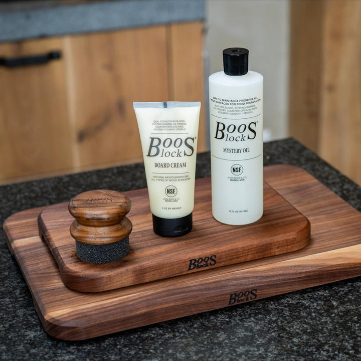 Boos Block Schneidebretteröl- und Wachs-Set – Mystery Oil (473 ml) – Board Cream (148 ml) – Öl für S