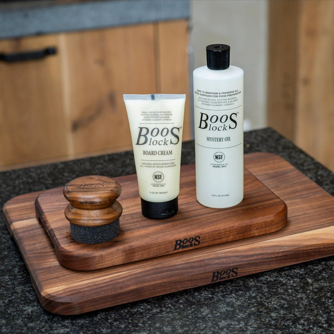 Boos Block Schneidebretteröl- und Wachs-Set – 473 ML Schneidebrett Öl + 148 ML Schneidebrett Holzwac