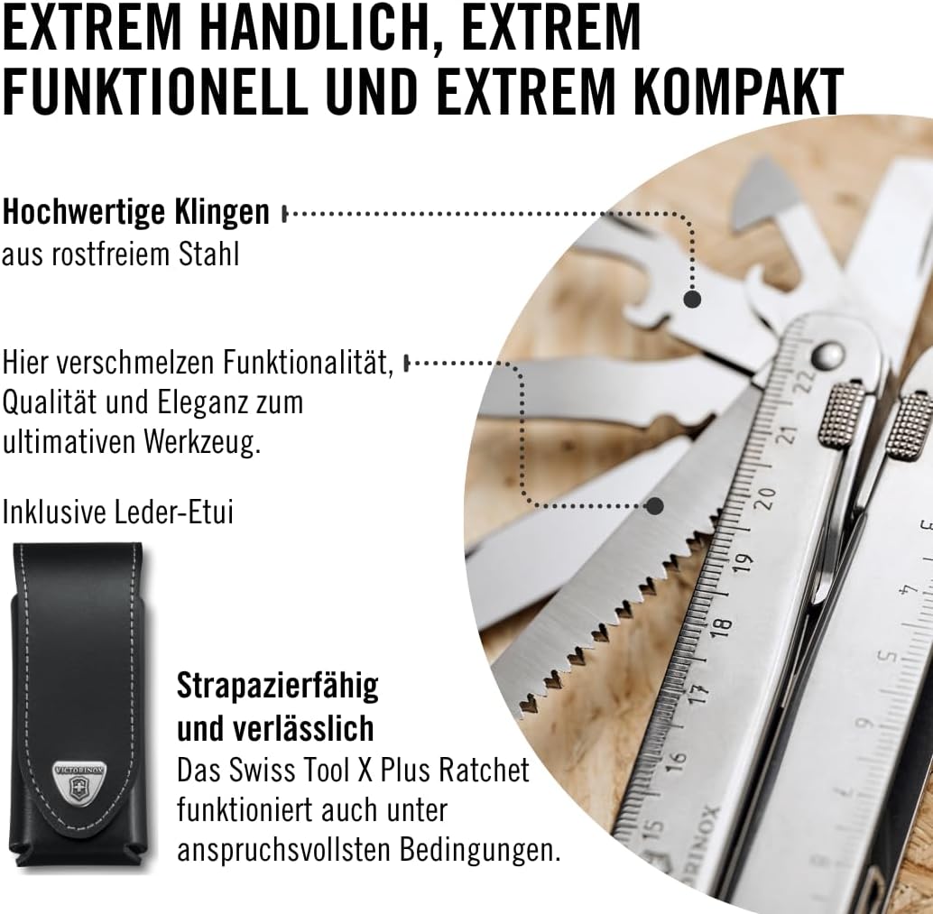 Victorinox Schweizer Taschenmesser Swiss Tool X Plus Ratchet, 40 Funktionen, Multitool inkl. Kombi-S