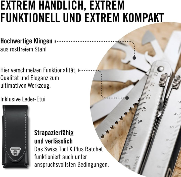 Victorinox Schweizer Taschenmesser Swiss Tool X Plus Ratchet, 40 Funktionen, Multitool inkl. Kombi-S
