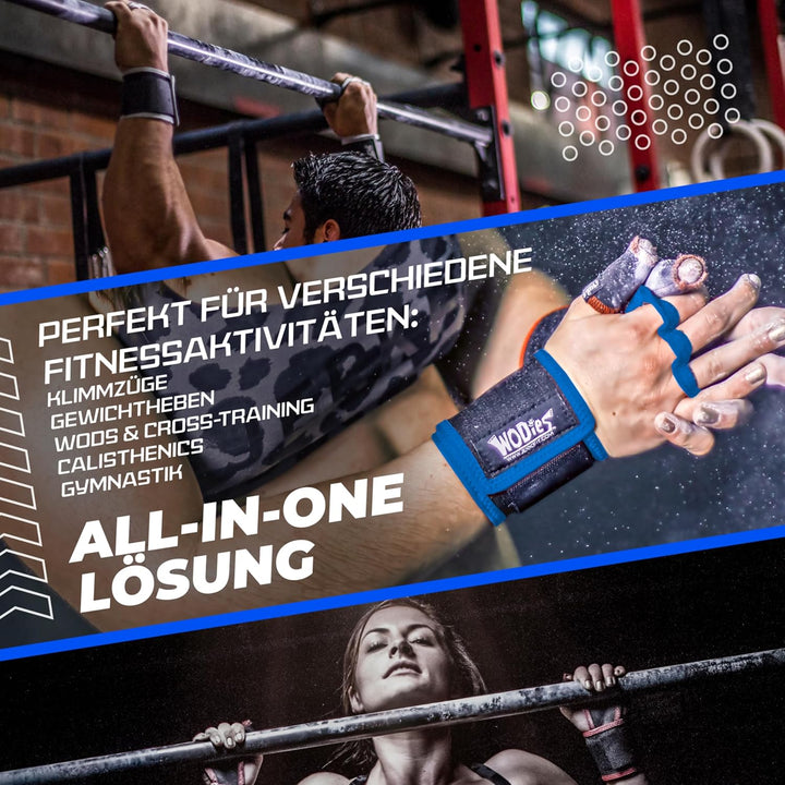 JerkFit WODies 2 in 1 Handgelenkbandage und Handflächenschutz S Blau, S Blau