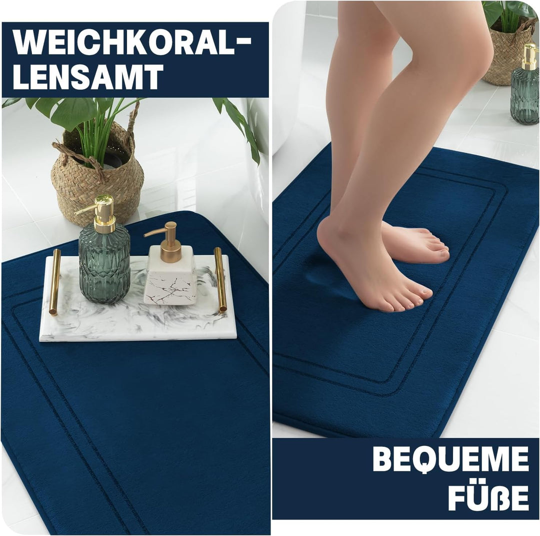 chakme Badezimmerteppich Set，Badteppich rutschfest Waschbar Badvorleger Set 5 Teilig，Weiche Memory-S