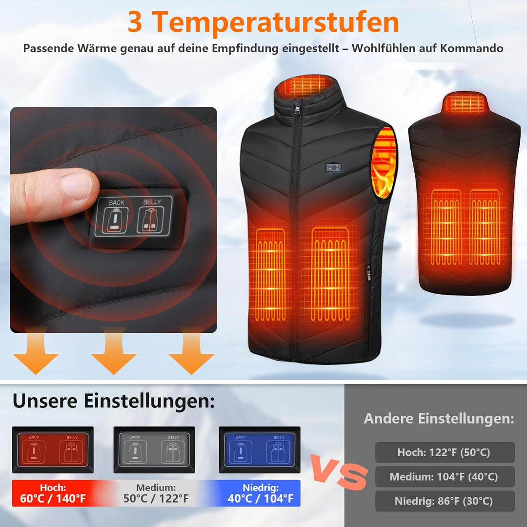 Mincoo Beheizbare Weste für Herren Damen ,Elektrische USB Heizwesten Mit 5V 10000 mAh Akku, Winter W