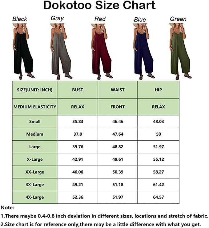 Dokotoo Damen Jumpsuit Ärmellos Jumpsuit Casual Overall Sexy Hosenanzug V-Ausschnitt Playsuit Sommer