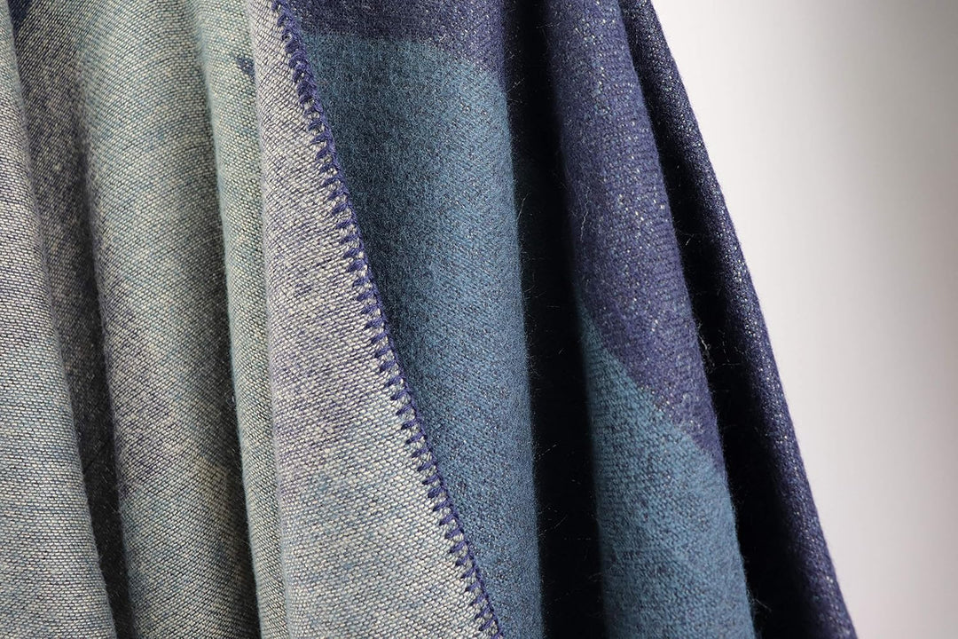 Shmily Girl - Damen Poncho Habe Gestrickt Überdimensionalen Decke Kap-Schal A - Marineblaue Blockfar
