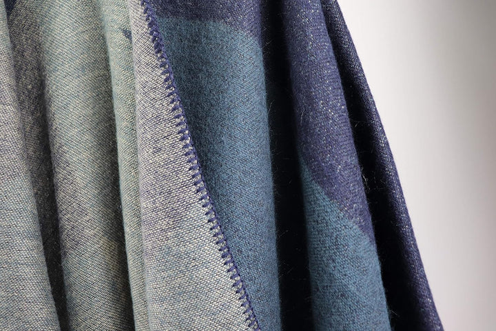 Shmily Girl - Damen Poncho Habe Gestrickt Überdimensionalen Decke Kap-Schal A - Marineblaue Blockfar