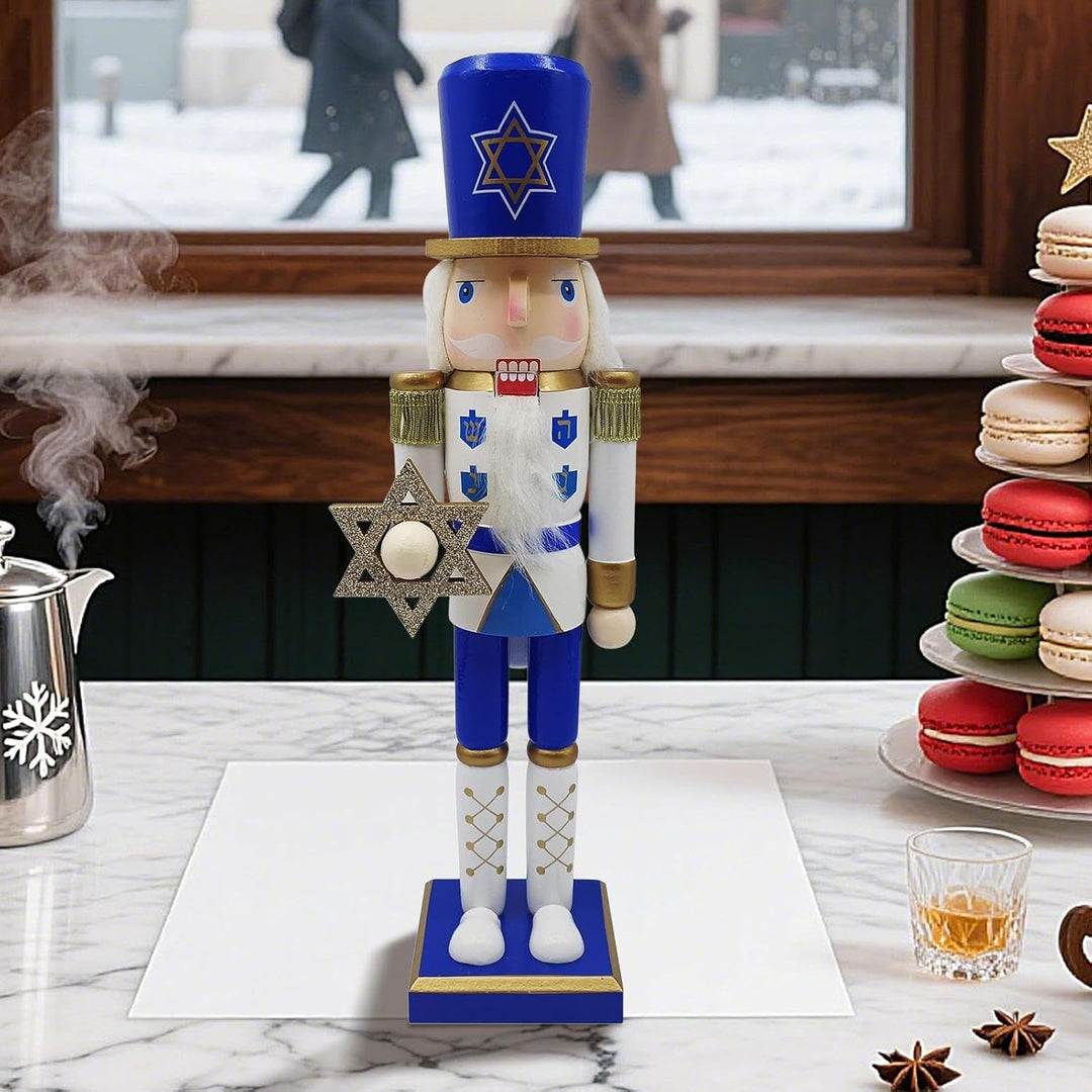 Generisch Weihnachts Nussknacker - Holz Nussknacker Für Jüdisches Fest | Weisse Blaue Festliche Samm