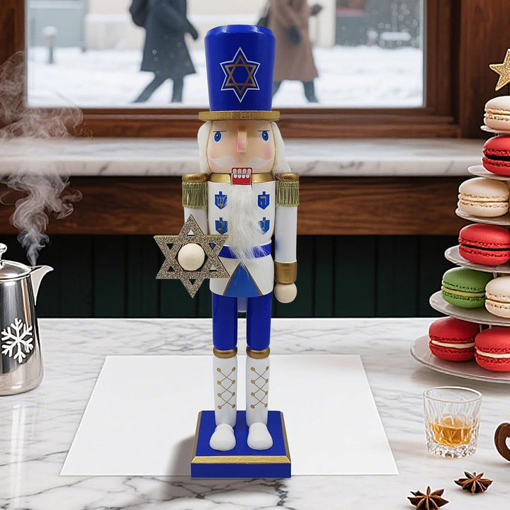 Generisch Weihnachts Nussknacker - Holz Nussknacker Für Jüdisches Fest | Weisse Blaue Festliche Samm