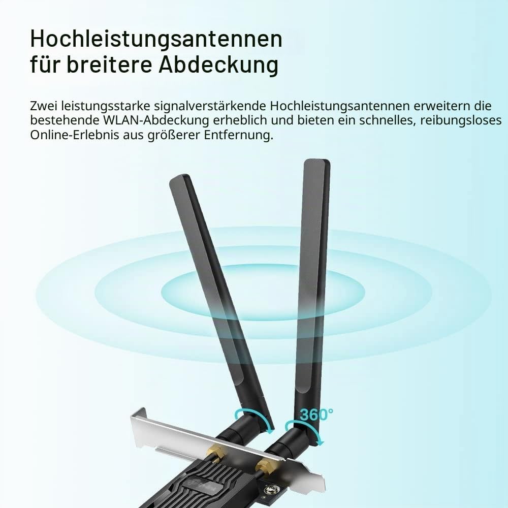TP-Link Archer TX20E AX1800 Wi-Fi 6 Bluetooth 5.2 PCIe-Adapter, max 1201 Mbit/s 5 GHz und max 574 Mb