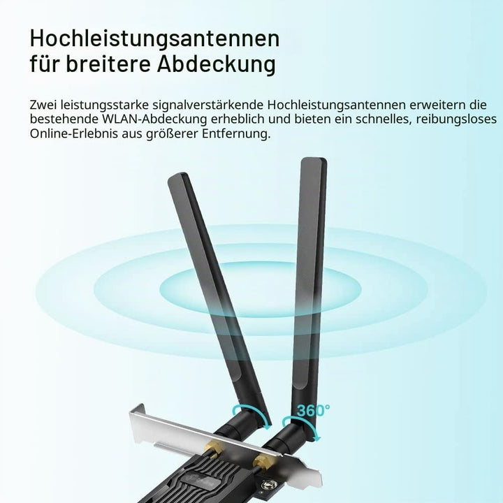 TP-Link Archer TX20E AX1800 Wi-Fi 6 Bluetooth 5.2 PCIe-Adapter, max 1201 Mbit/s 5 GHz und max 574 Mb