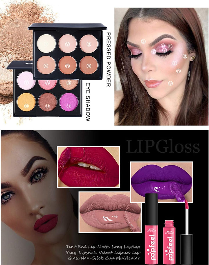 20St Schminkkasten Make-Up Set, Professionelles Kosmetische Schmink Set mit Lidschatten Lippengloss