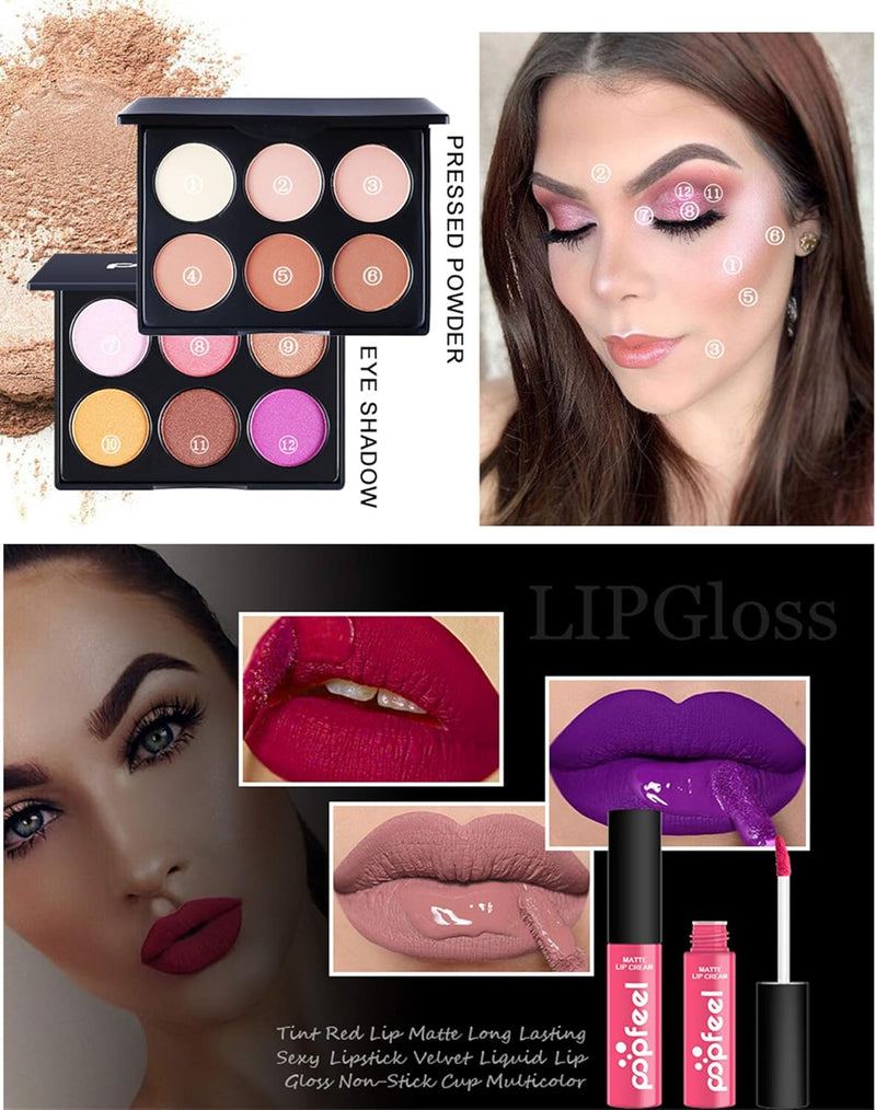 20St Schminkkasten Make-Up Set, Professionelles Kosmetische Schmink Set mit Lidschatten Lippengloss