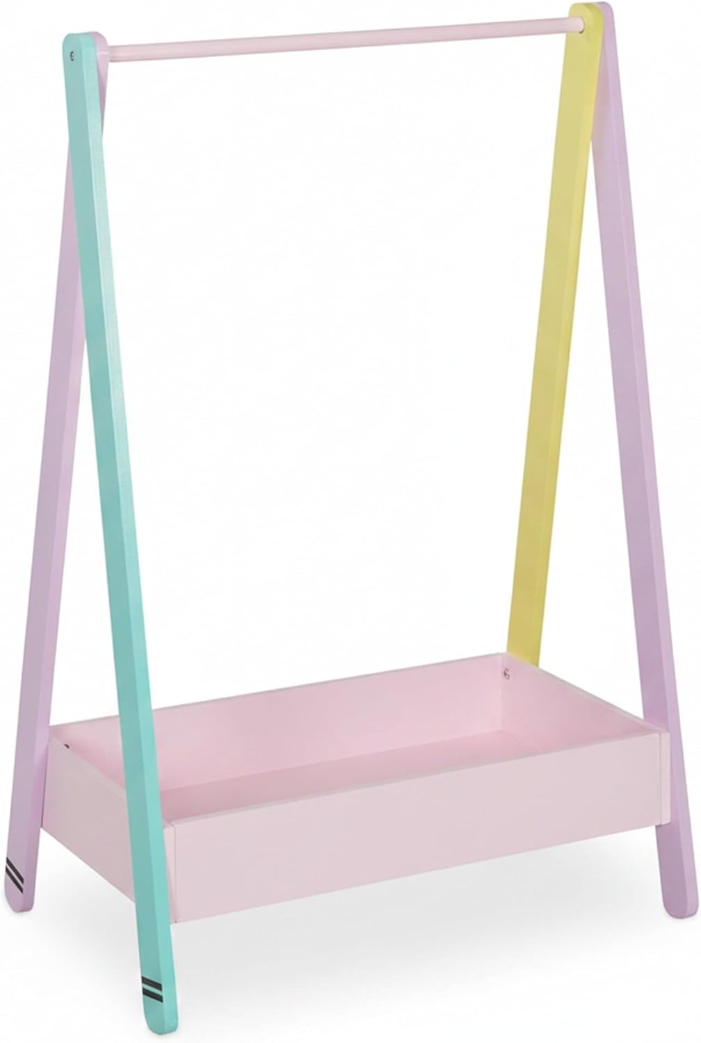 Relaxdays Kinder Kleiderständer, Kleiderstange für Kinderzimmer, mit Ablage, HBT: 99x64,5x42 cm, Kin