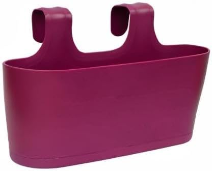 3X Blumenkasten oval Balkon Übertopf Pflanzkasten Blumentopf zum Hängen mit Wasserspeicher Farbe lil