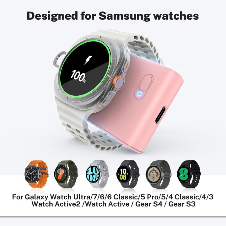Portable Galaxy Watch ladestation,2000mAh 2-in-1 Magnetic Wireless Charger Samsung Watch,Tragbare La