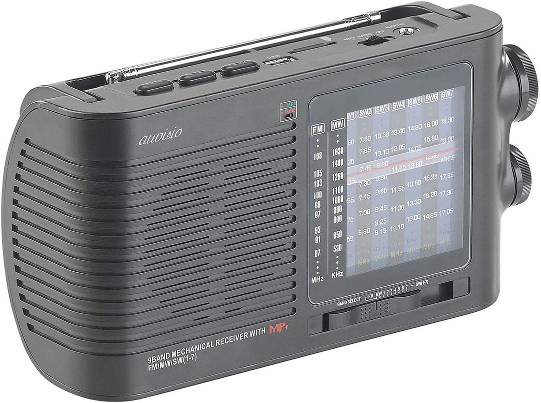 auvisio Kurzwellenradio: Analoger 9-Band-Weltempfänger mit Bluetooth, USB, SD, AUX und Akku (Weltemp