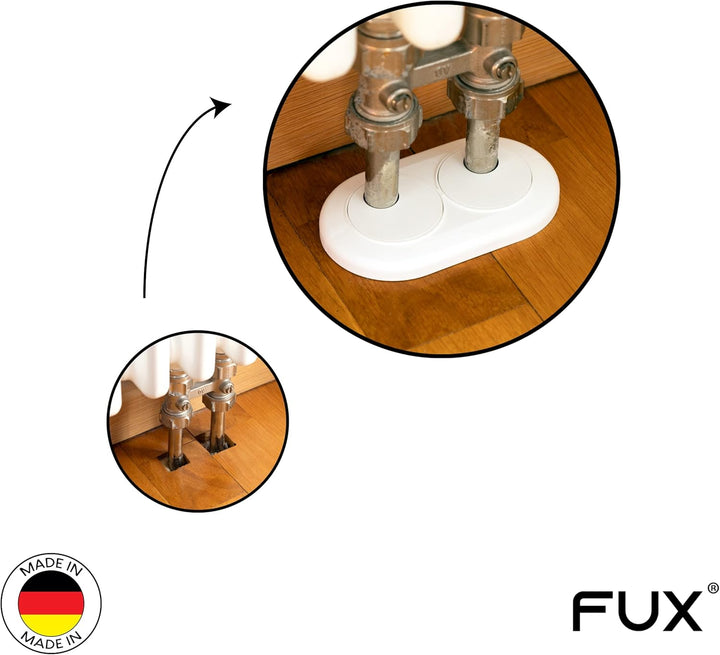 FUX 3 STÜCK Doppel Heizungsrohr Rosette, Rohrabstand variabel, Loch-Ø: 15mm - 28mm, Rohrabdeckung, V