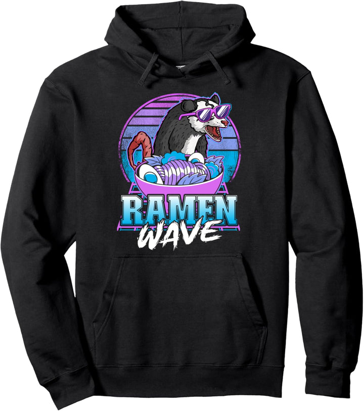 Ramen Wave Opossum Retrowave Sonnenuntergang Pastell Goth Vaporwave Pullover Hoodie