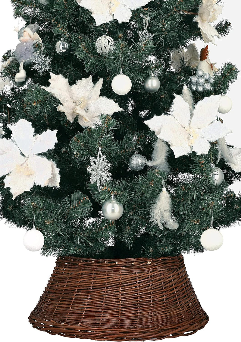 KOTARBAU® Weihnachtsbaum Rock aus Weide Ø 45 cm, Dunkel Braun Christbaumständer aus Rattan Natur, We