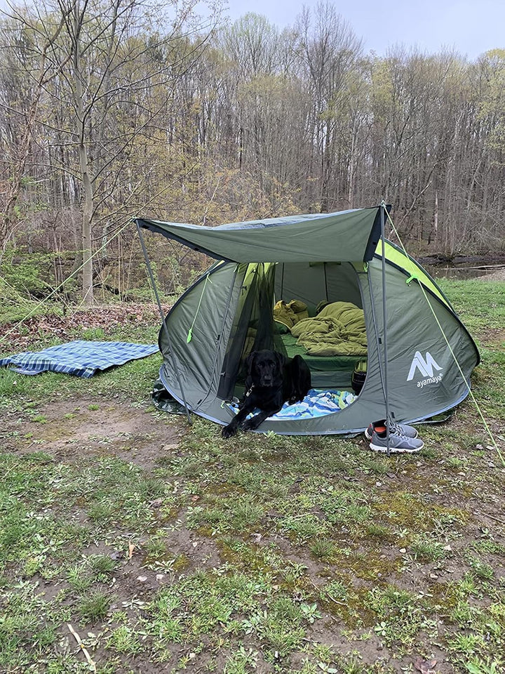 Zelt 4-6 Personen Wasserdicht, Pop up Zelte Familienzelt [5 Fenster] Riesiges Camping Zelt Doppelwan