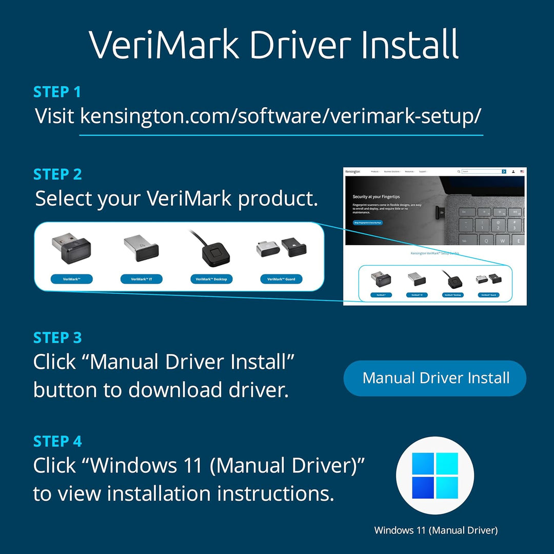 Kensington VeriMark™ IT Fingerabdruck-Schlüssel – FIDO2/WebAuth, Windows Hello™ & Windows Hello for