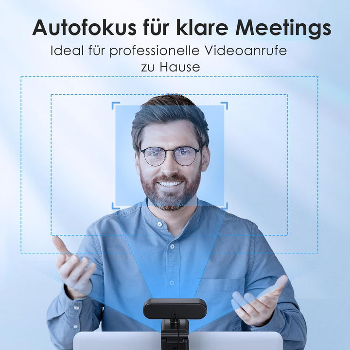 EMEET Webcam 1080P - NOVA Webcam mit Autofokus, Full HD Webcam mit 96° Weitwinkel und 2 Mikrofon mit