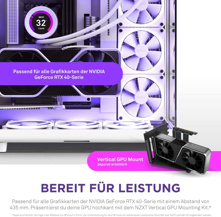 NZXT H9 Elite Dual-Chamber ATX Mid-Tower PC Gaming-Gehäuse – CM-H91EW-01 - Enthält 3 x 120mm F120 RG