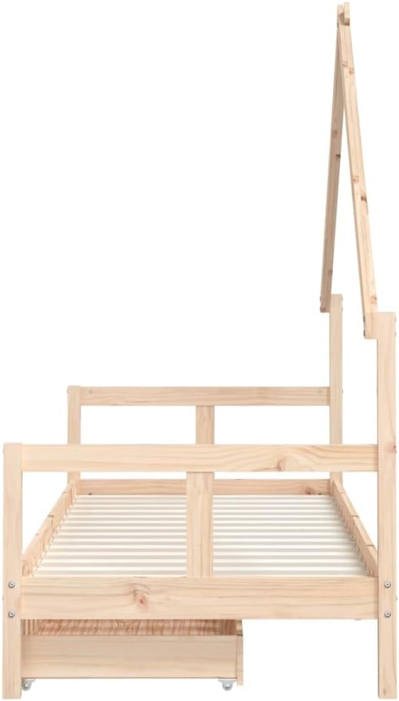 Festnight Hausbett 80x200 cm mit Schubladen ohne Matratze, Kinderbett mit Schubladen, Kinder Haus Be