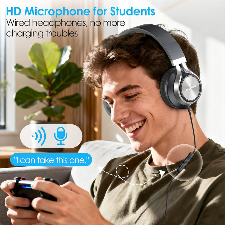 INFURTURE USB-C-Kopfhörer mit Mikrofon und Lautstärkeregler, Nur 191g Over Ear kopfhörer, Leicht Kop