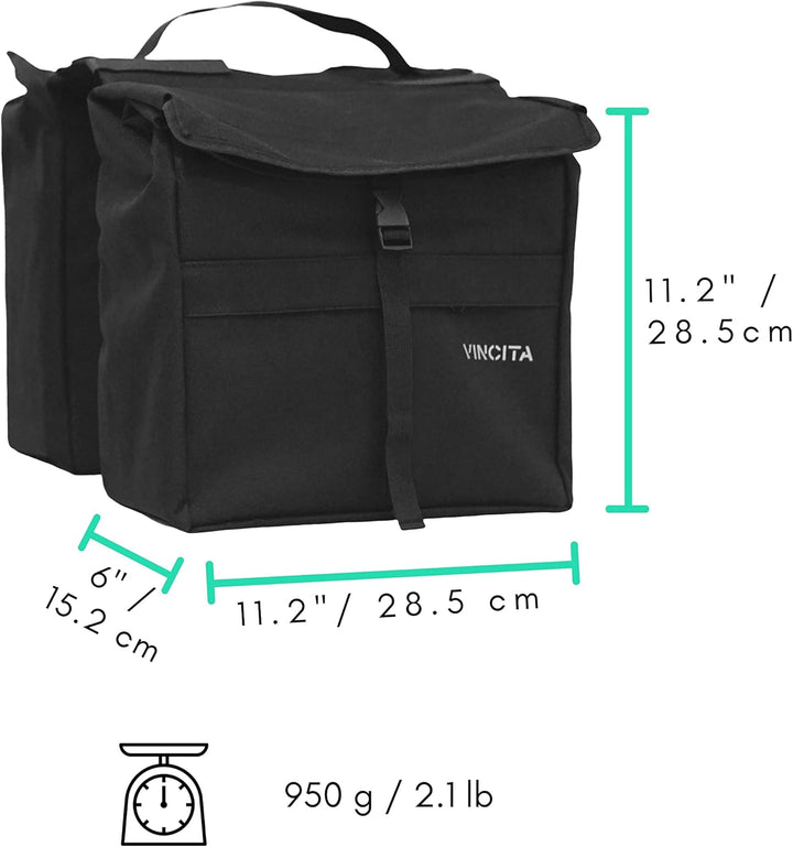 Vincita Top Load Double Pannier Water Resistant Cycling Side Bags – mit Regenschutz, gross, Tragegri