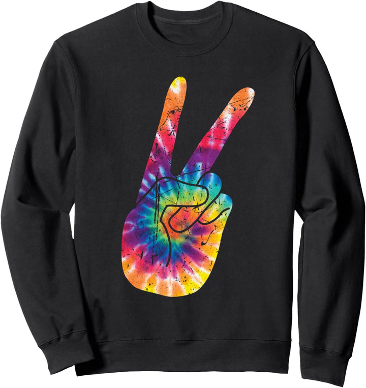 Peace Sign Tie Dye 60er 70er V Handzeichen Retro Peace Sweatshirt