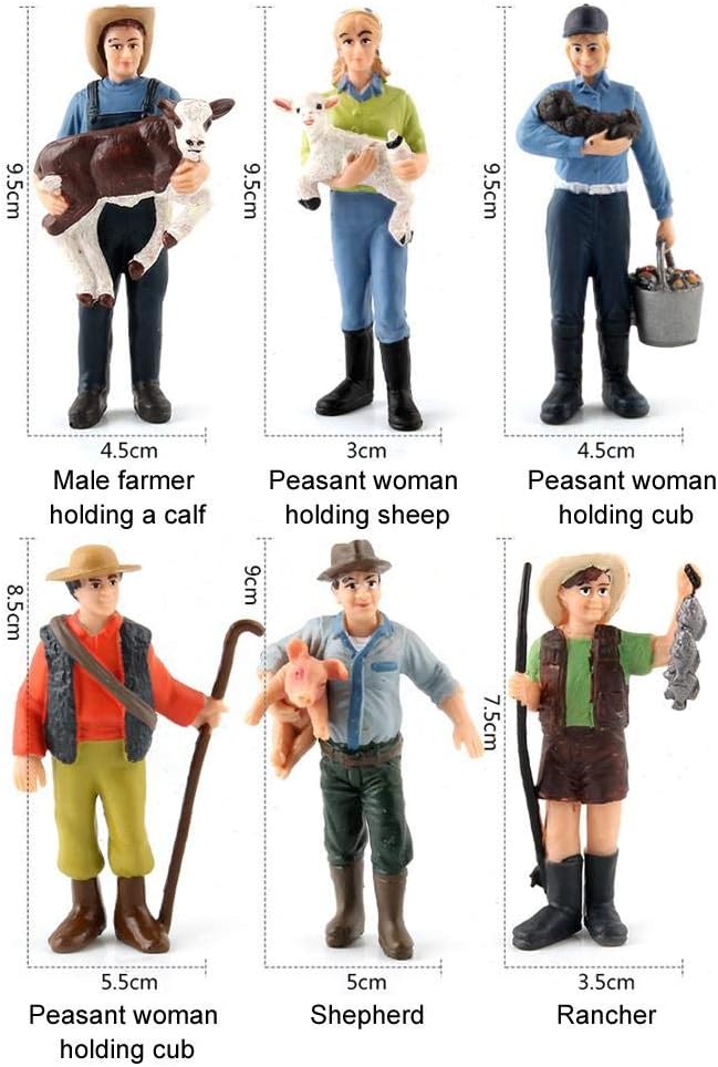 Zerodis 16pcs Farmfiguren, Miniatur-Bauernfiguren Pretend Farmfigur Farmspielzeugset für Kindergesch