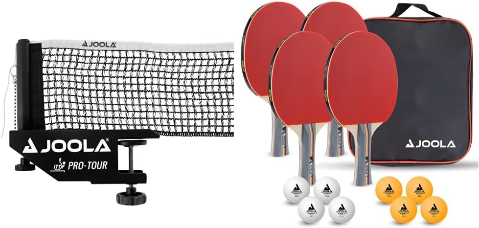 Joola Unisex – Erwachsene Post-Set Pro Tour Tischtennisnetz, Schwarz, 152cm Bundle mit Tisch Tennis-