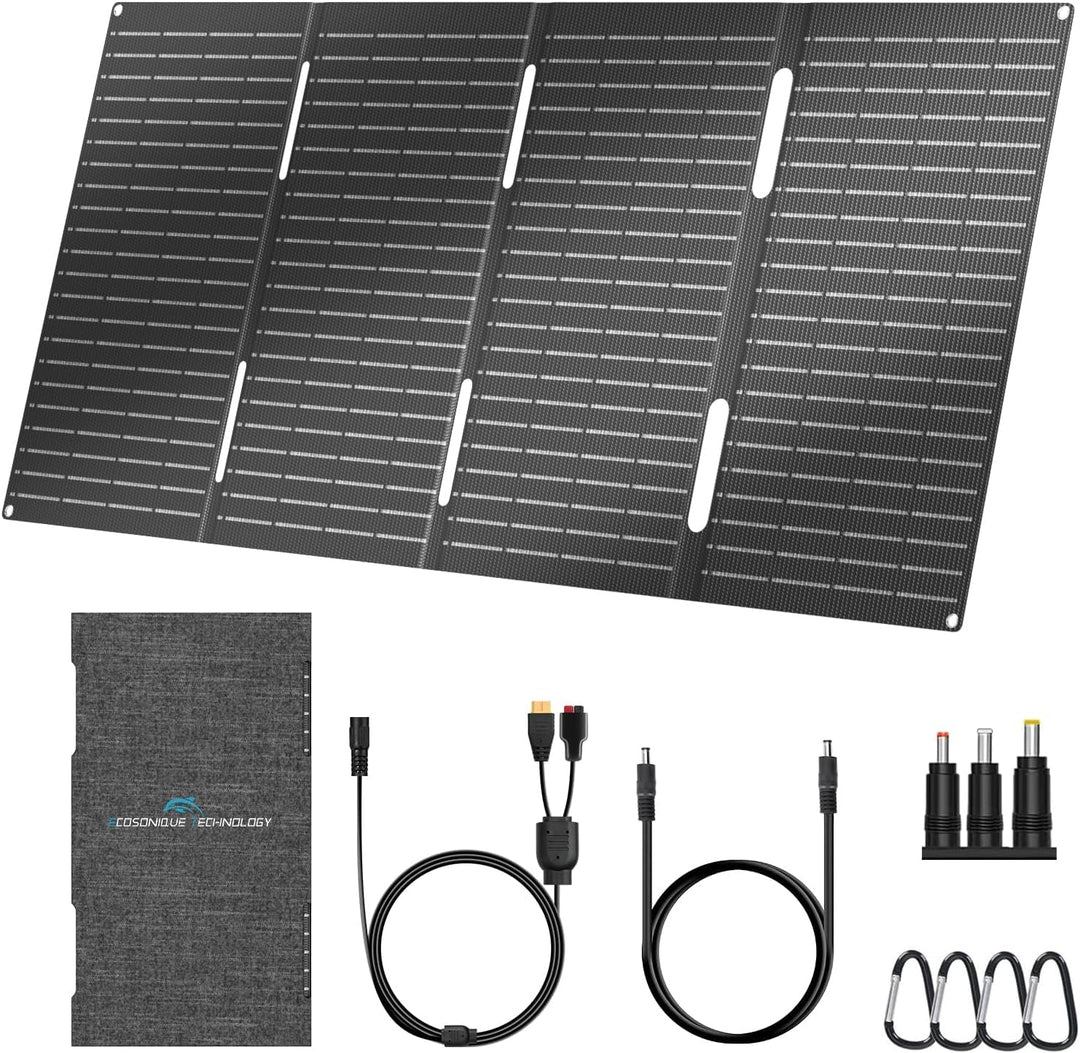 Ecosonique 60W Tragbares Solarpanel Faltbares Solarmodul schnelles Aufladen mit USB-C PD3.0 USB-A QC