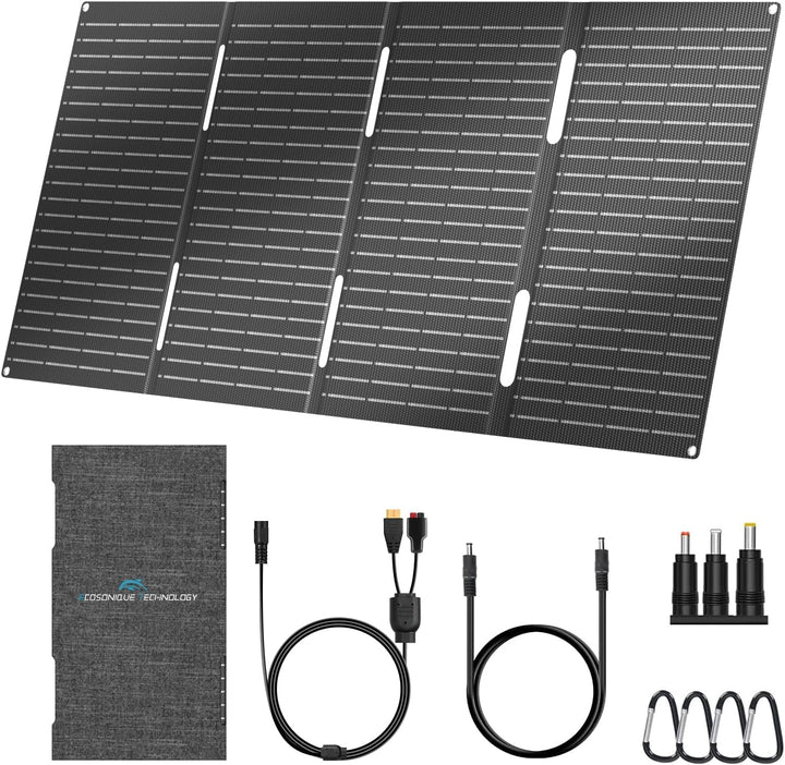 Ecosonique 60W Tragbares Solarpanel Faltbares Solarmodul schnelles Aufladen mit USB-C PD3.0 USB-A QC