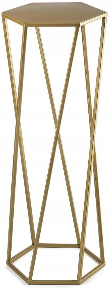 HowHomely Gold Blumenständer Metall 70 cm Hoch - Solider Blumenhocker in Sechseckiger Form - Pflanze