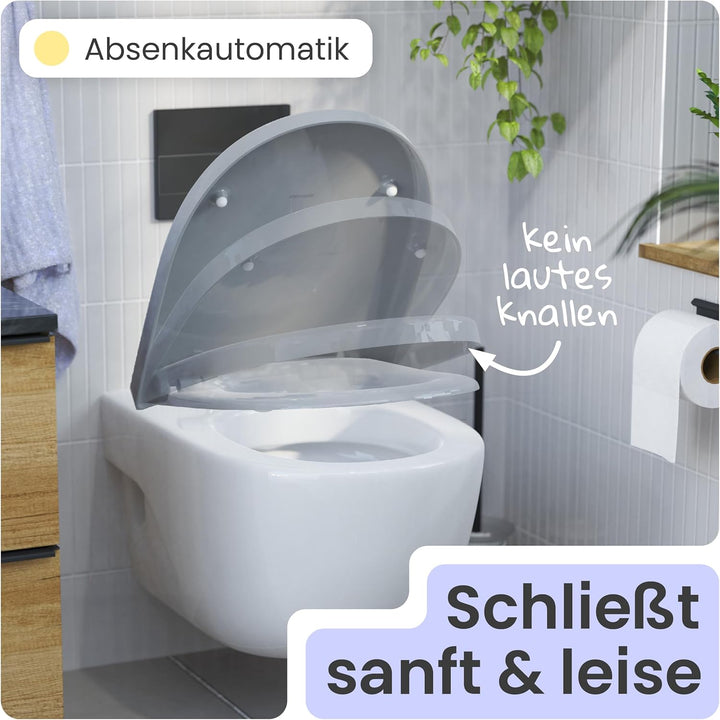 instmaier | D-Form | Toilettendeckel mit Absenkautomatik | Manhattan-Grau | Made in Germany | Toilet