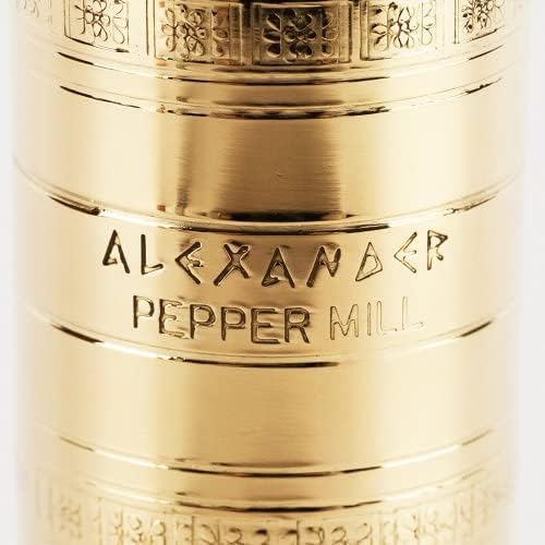 The European Authentic Greek Brass Pfeffermühlen-Set 25,4 cm & Salz 22,9 cm – Exquisites Gold-Vintag