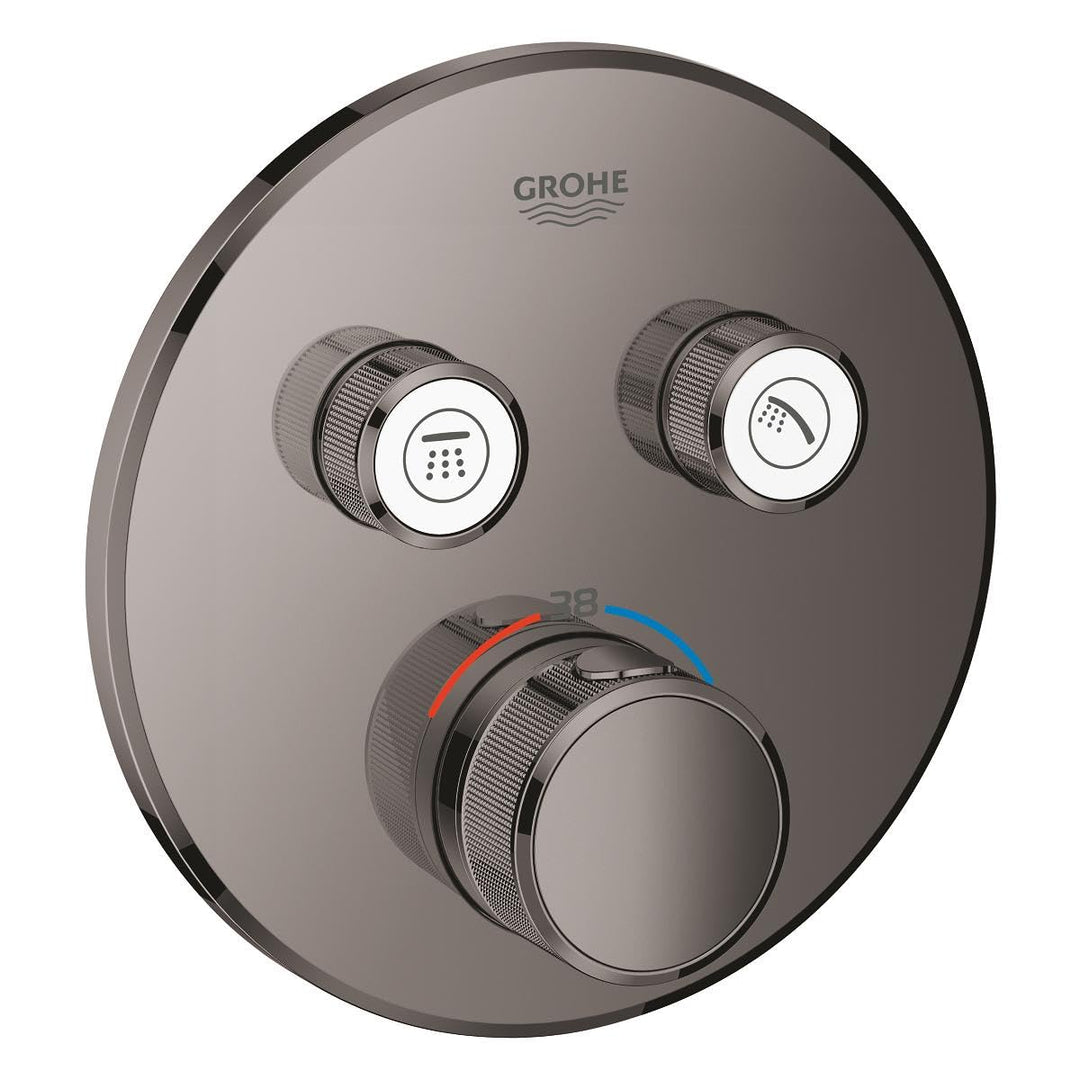Grohe Grohtherm SmartControl Thermostat mit zwei Ventilen, runde Wandrosette, Farbe: Hartgraphit - 2