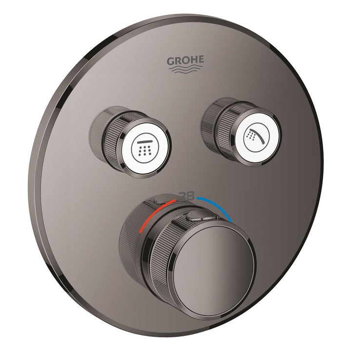 Grohe Grohtherm SmartControl Thermostat mit zwei Ventilen, runde Wandrosette, Farbe: Hartgraphit - 2